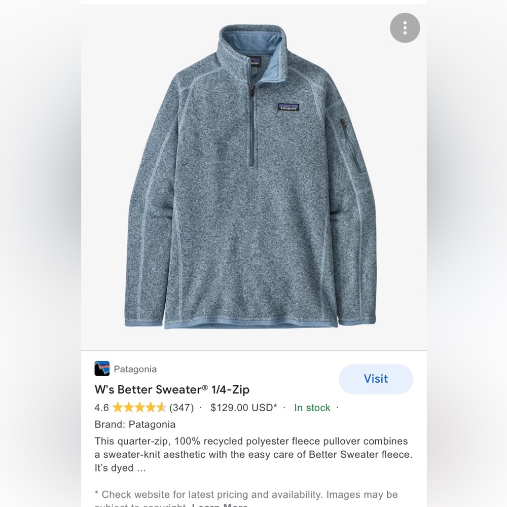 Patagonia Quarter Zip Dusty Lavender XL